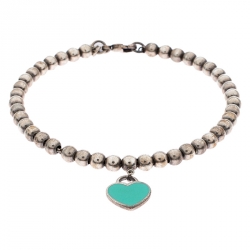 Tiffany & Co. Return to Tiffany Enamel Heart Tag Silver Beads Bracelet