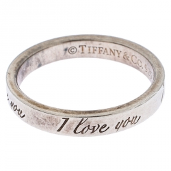 Tiffany & Co. Sterling Silver I Love You Band Ring Size 48