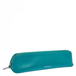Pre Owned Tiffany & Co. Turquoise Leather Pencil Case