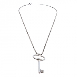 Pre Owned Tiffany & Co. Sterling Silver Oval Key Pendant Necklace