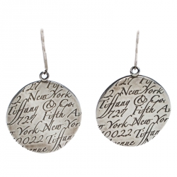Pre Owned Tiffany & Co. Sterling Silver Notes Drop Earrings
