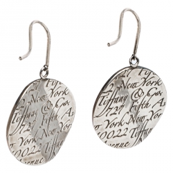 Pre Owned Tiffany & Co. Sterling Silver Notes Drop Earrings