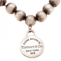Pre Owned Tiffany & Co. Return to Tiffany Round Tag Silver Bead Bracelet