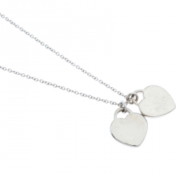 Pre Owned Tiffany & Co. Return to Tiffany Mini Double Heart Tag Enamel Silver Pendant Necklace