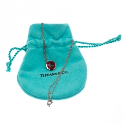 Pre Owned Tiffany & Co. Paloma Picasso Enamel Heart Silver Pendant Necklace