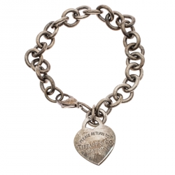 Pre Owned Tiffany & Co. Return to Tiffany Heart Tag Silver Bracelet
