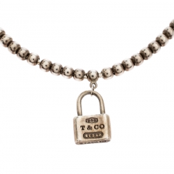 Pre Owned Tiffany & Co. Sterling Silver 1837 Mini Lock Bead Bracelet