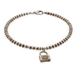 Pre Owned Tiffany & Co. Sterling Silver 1837 Mini Lock Bead Bracelet