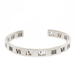Tiffany & Co. Sterling Silver Atlas Roman Numerals Small Cuff Bangle  Bracelet #2