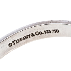 Pre Owned Tiffany & Co. Silver 18K Gold Round Lock Charm Bangle Bracelet