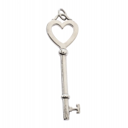 Pre Owned Tiffany & Co. Sterling Silver Heart Key Pendant
