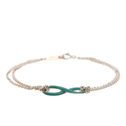 Pre Owned Tiffany & Co. Infinity Blue Enamel Silver Bracelet