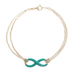 Pre Owned Tiffany & Co. Infinity Blue Enamel Silver Bracelet
