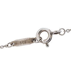 Pre Owned Tiffany & Co. Blue Enamel Heart Key Silver Pendant Necklace