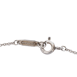 Pre Owned Tiffany & Co. Blue Enamel Heart Key Silver Pendant Necklace