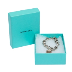Pre Owned Tiffany & Co. Rubedo Charm Silver Chain Link Bracelet