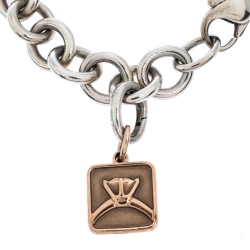 Pre Owned Tiffany & Co. Rubedo Charm Silver Chain Link Bracelet