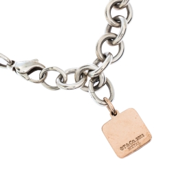 Pre Owned Tiffany & Co. Rubedo Charm Silver Chain Link Bracelet