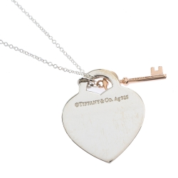 Pre Owned Tiffany & Co. Tiffany Heart Key Rubedo Silver Pendant Necklace