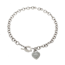 Pre Owned Tiffany & Co. Return to Tiffany Heart Tag Silver Toggle Necklace