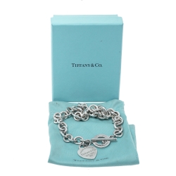 Pre Owned Tiffany & Co. Return to Tiffany Heart Tag Silver Toggle Necklace