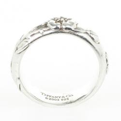 Pre Owned Tiffany & Co. Nature Rose Silver Ring Size 55