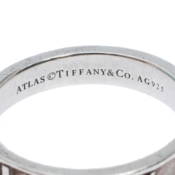 Pre Owned Tiffany & Co. Atlas Roman Numeral Motif Silver Ring Size 54