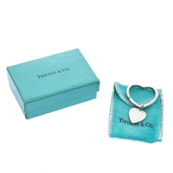 Pre Owned Tiffany & Co. Heart Tag Silver Key Ring