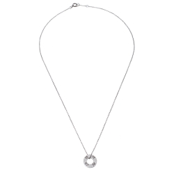 Pre Owned Tiffany & Co. Atlas Roman Numeral Motif Silver Pendant Necklace