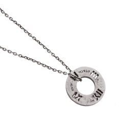Pre Owned Tiffany & Co. Atlas Roman Numeral Motif Silver Pendant Necklace