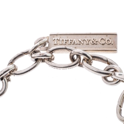 مملوكة مسبقًا Tiffany & Co. Multi Charm Enamel Silver Chain Link Bracelet