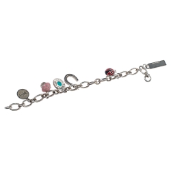 مملوكة مسبقًا Tiffany & Co. Multi Charm Enamel Silver Chain Link Bracelet
