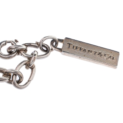 مملوكة مسبقًا Tiffany & Co. Multi Charm Enamel Silver Chain Link Bracelet