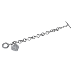 Pre Owned Tiffany & Co. Return to Tiffany Heart Tag Silver Toggle Charm Bracelet