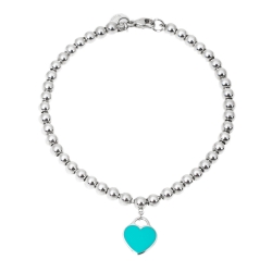 Pre Owned Tiffany & Co. Return To Tiffany Enamel Silver Bead Bracelet