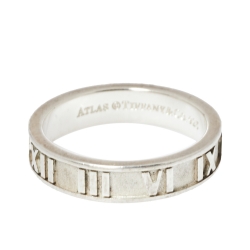 Pre Owned Tiffany & Co. Atlas Sterling Silver Narrow Band Ring Size EU 51