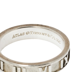 Pre Owned Tiffany & Co. Atlas Sterling Silver Narrow Band Ring Size EU 51