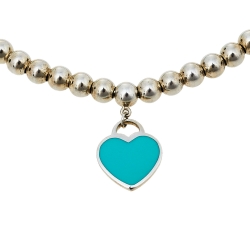 Pre Owned Tiffany & Co. Return to Tiffany Enamel Heart Tag Bead Bracelet