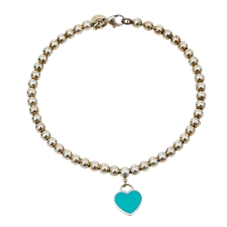 Pre Owned Tiffany & Co. Return to Tiffany Enamel Heart Tag Bead Bracelet