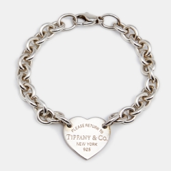 Pre Owned Tiffany & Co. Return to Tiffany Heart Tag Sterling Silver Bracelet