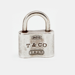 Tiffany & Co Sterling Silver 1837 Padlock Square Charm Chain