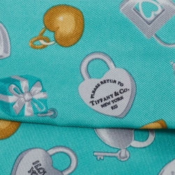 Pre Owned Tiffany & Co. Green Padlock Heart Print Silk Bandeau Scarf