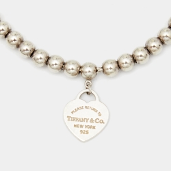 Pre Owned Tiffany & Co. Return To Tiffany Mini Heart Enamel Sterling Silver Bead Bracelet