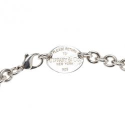 Pre Owned Tiffany & Co. Return to Tiffany Silver Oval Tag Necklace