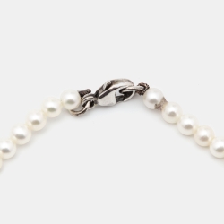 Pre Owned Tiffany & Co. Return to Tiffany Heart Tag Pearls Sterling Silver Bracelet