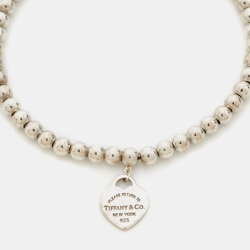 Pre Owned Tiffany & Co. Return To Tiffany Love Heart Tag Blue Enamel Silver Sterling Silver Bracelet
