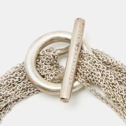 Pre Owned Tiffany & Co. Sterling Silver Circle Mesh Toggle Bracelet