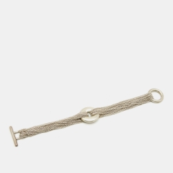 Pre Owned Tiffany & Co. Sterling Silver Circle Mesh Toggle Bracelet