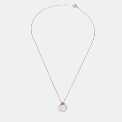 Pre Owned قلادة تيفاني & كو. ريترن تو تيفاني ميني دوبل هارت فضية