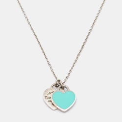 Pre Owned قلادة تيفاني & كو. ريترن تو تيفاني ميني دوبل هارت فضية